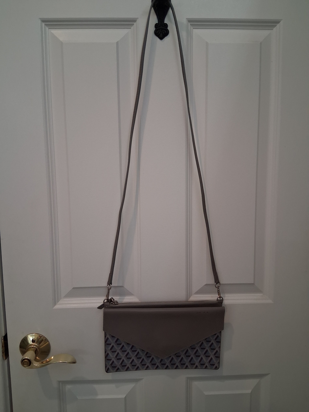 Gray Geometric Panel Crossbody Bag - Removable Straps For Clutch Bag